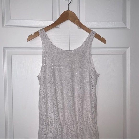 White Lace Bathing Suit Cover Romper Tank Top  Shorts Swimwear Size‎ Small - Picture 3 of 5